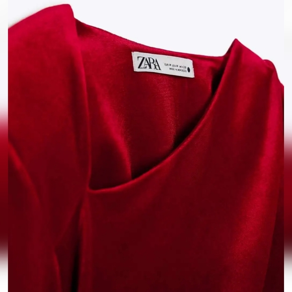 Draped Velvet Red Dress Size XS - Picture 7 of 8